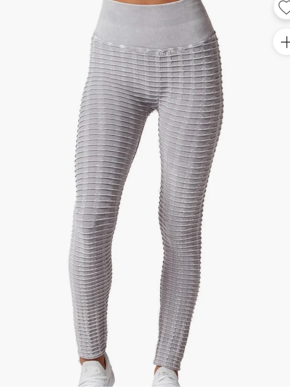 NUX Ribbed High-Waist Leggings - Light Gray